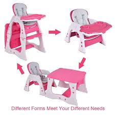 Costway 3 In 1 Baby High Chair Convertible Play Table Seat Booster Toddler Feeding Tray Pink Walmart Com Baby High Chair Restoration Hardware Chair Kids Seating