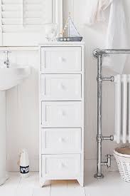 Get trade quality cabinets & other bathroom furniture at low prices. Maine Narrow Tall Freestanding Bathroom Cabinet With 5 Drawers For Storage