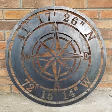 Personalized Compass Rose Metal Sign Custom Coordinates Etsy In 2020 Metal Signs Custom Metal Signs Compass Rose