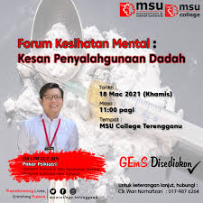 Perbezaan dari segi kesan terhadap fungsi sistem saraf pusat iaitu sama ada ia merosotkan fungsi ( contohnya dengan heroin den depresen) atau merangsangkan. Msu College Terengganu On Twitter Msu College Terengganu Akan Menganjurkan Forum Kesihatan Mental Kesan Penyalahgunaaan Dadah Dengan Kerjasama Jabatan Psikiatrik Kesihatan Mental Hospital Sultanah Nur Zahirah Program Ini Akan Membincangkan Bahaya