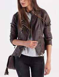 Leather Look Biker Jacket Jackets Woman Stradivarius United Kin Womens Spring Fashion Outfits Womens Winter Fashion Outfits Womens Fashion Dresses Casual