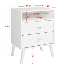 Make a modern nightstand inspired by land of nod monarch! Prepac Milo Mid Century Modern 2 Drawer Tall Nightstand With Open Shelf White Walmart Com Walmart Com