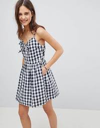 Asos Black And White Gingham Dress Superdry Gingham Knot Front Cami Dress Lace Top Outfits Fashion Outfits Womens Dresses