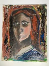 John Coble Original Vintage Oil Painting On Printed Board Opposite Side