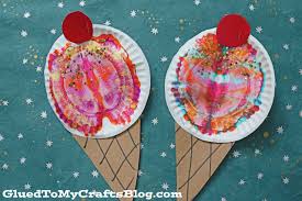 Try our delicious ice cream today! Paint Splat Ice Cream Cones Summer Kid Craft Idea