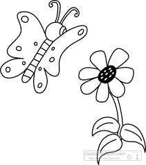Clear flower clipart transparent png. Fantasy Flowers Butterfly With Flowers Black And White
