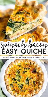 Easy Spinach Bacon Quiche Breakfast Recipes Breakfast Quiche Recipes Quiche Recipes Easy Breakfast Brunch Recipes