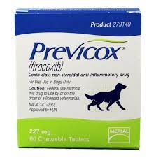 Previcox is a chewable tablet that can be given orally or given with food to help reduce the changes of an upset stomach. Previcox 227mg 60 Tablets