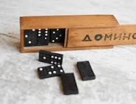 28-Piece Dominoes Set In Wooden Box - Classic Black/White Dots Game For  Kids & Family