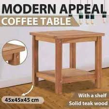 Miro concrete coffee table with natural wood base options. Vidaxl Solid Teak Wood Coffee Table 45cm Outdoor Garden Side End Square Stand Ebay