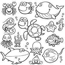 Ilustracion Vectorial De Los Animales De Mar Coleccion Libro Para Colorear Libros Para Colorear Animales Salvajes Para Colorear Animales Terrestres Para Colorear