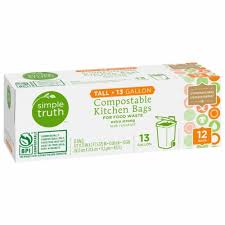 Simple Truth® 13 Gallon Compostable Tall Kitchen Trash Bags, 12 ct