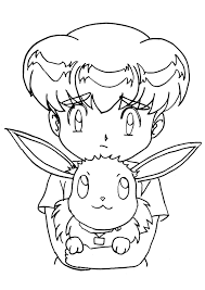 L'histoire prend place après la. Coloriage Pokemon Evoli Et Sa Dresseuse Ondine