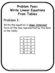 Write Linear Equations From Tables Problem Pass Digital Distance Learning Writing Linear Equations Equations Linear Equations