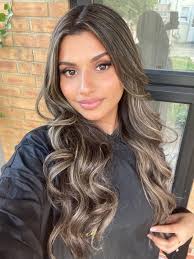 Ash Brown Hair with Icy Blonde Front Highlight