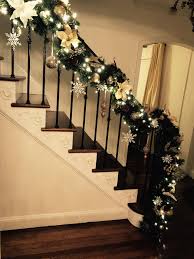 Christmas Banister Staircase White Gold Christmas Staircase Decor Christmas Banister Christmas Garland Staircase