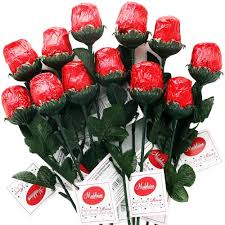 Wrap green florist's tape around the skewer, starting from the bottom. Amazon Com Madelaine Chocolate One Dozen Red Sweetheart Roses Premium 1 2 Oz Solid Milk Chocolate Roses Wrapped In Italian Foils Chocolate Flower Bouquet Red 12 Pack Chocolate Assortments And