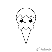 Helado Kawaii Para Colorear