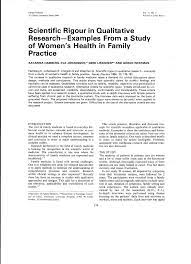 Examples of qualitative research methodologies include case studies, ethnographies, and phenomenology. Pdf Scientific Rigour In Qualitative Research Examples From A Study Of Women S Health In Family Practice
