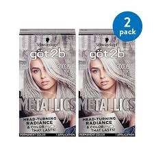 2 Pack Got2b Metallic Permanent Hair Color M71 Metallic Silver Walmart Com Walmart Com