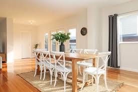 Contemporary Dining Family Home Polished Floorboards Timber Dining Table White Cross B Timber Dining Table Dining Room Contemporary Beach House Dining Room