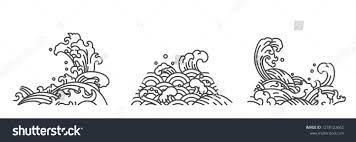 Abstract Water Wave Vector Vector Illustration Thai Japanese Wave Ocean Style Art Outline Set Ad Spon Waves Vector Vector Illustration Japanese Waves