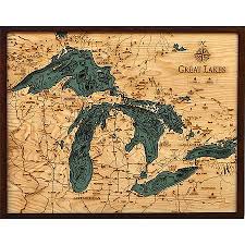 Great Lakes Large In 2019 3d Nautical Wood Maps Lake