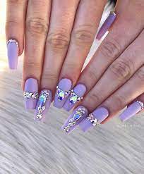 Cheap false nails, buy quality beauty & health directly from china suppliers:24pcs extra long leopard print ballet coffin glitter pink diamond fake nails white purple butterfly aurora winter wear manicure enjoy free shipping worldwide! 23 Glitzy Nails With Diamonds We Can T Stop Looking At Page 2 Of 2 Stayglam Diamond Nails Diamond Nail Designs Light Purple Nails