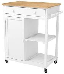 Amazon Com Mecor Kitchen Island Cart W Wood Top Rolling Utility Trolley On Wheels With Storage Drawer Storage Drawers Used Dining Table Kitchen Island Cart