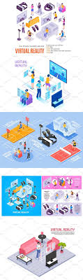 Virtual Reality Isometric Set In 2020 Isometric Education Design Virtual Reality