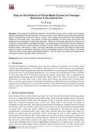 PDF) Rsac on the Influence of Social Media Content on Teenager Behaviors in  the Internet Era