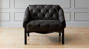 Oversized casters roll carpet easily. Abruzzo Black Leather Tufted Chair Oversized Chair Living Room Chair Upcycled Dining Chairs