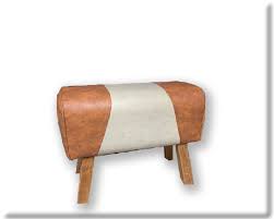 59l x 13.8w x 21.2h. 48cm Faux Leather And Canvas Effect Gym Pommel Horse Stool