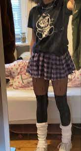 Grunge style ideas · outfit with leopard bike shorts · black transparent maxi dress with combat boots · plaid mini skirt with denim jacket · short transparent top . Plaid Skirt N Fishnets Stil Granzh Naryady Odezhda
