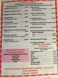 We grew up in a much simpler time. Mom S Kitchen Menu In Hartford Alabama Usa