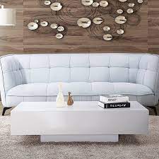 Amazon Com Mecor High Gloss White Rectangle Coffee Table Modern Side End Sofa Tabl White Coffee Table Living Room White Coffee Table Modern Living Room Table