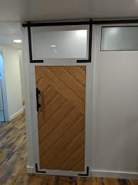 This might defeat the purpose of trying to keep utility room air out of the basement. Sliding Door I Built For Basement Bathroom Woodworking