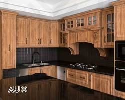 تصویر کابینت نئوکلاسیک وکیوم با روکش وکیوم طرح چوب