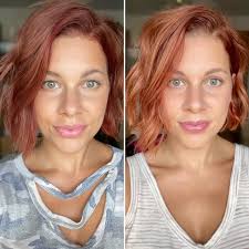 Three-step hair transformation process from dark to light