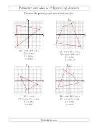 The Perimeter And Area Of Polygons On Coordinate Planes A Math Worksheet Page 2 Coordinate Plane Worksheets Triangle Worksheet Math Worksheets