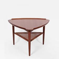 Vladimir kagan for selig snail coffee table. Poul Jensen Poul Jensen For Selig Walnut And Woven Rattan Tripod Table 1960s