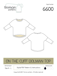 6600 On The Cuff Dolman Top Craftsy Free Pattern Sewing Patterns Free Women Sewing Patterns Free Vest Sewing Pattern