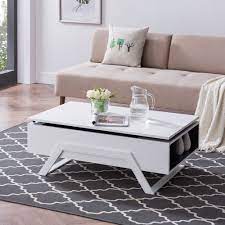 Modern white lift top coffee table. Southern Enterprises Lyra White Lift Top Cocktail Table