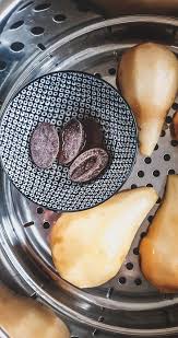 Poires Vapeur Sauce Chocolat Et Amandes Grillees Lesideesclaire Fr Poires Cuites Recette Cuisson Vapeur Recette Cuiseur Vapeur