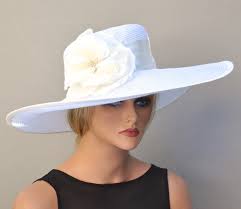 Wedding Hat White Hat Wide Brim Hat Kentucky Derby Hat Royal Ascot Hat Ladies Day Hat Formal Hat Wedding Hats Derby Hats Kentucky Derby Hat