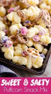 Sweet Salty Puffcorn Snack Mix Is An Easy 4 Ingredient Recipe That Only Takes 15 Minutes To Make Puffcorn Pretz Snack Mix Recipes Snack Mix Sweet And Salty