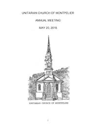 UNITARIAN CHURCH OF MONTPELIER ANNUAL MEETING MAY 20, 2018