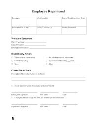 Army letter of reprimand template. Free Employee Reprimand Form Pdf Word Eforms