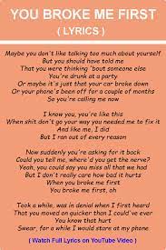 Tate Mcrae You Broke Me First Lyrics You Broke Me Lyrics Call Me Now