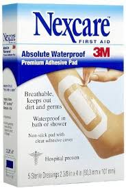 Nexcare First Aid Adhesive Pad Premium Absolute Waterproof 5 Ct By 3m 5 78 5 Sterile Dressing 2 3 8 X 4 In Brea Adhesive Bath Or Shower Personal Care